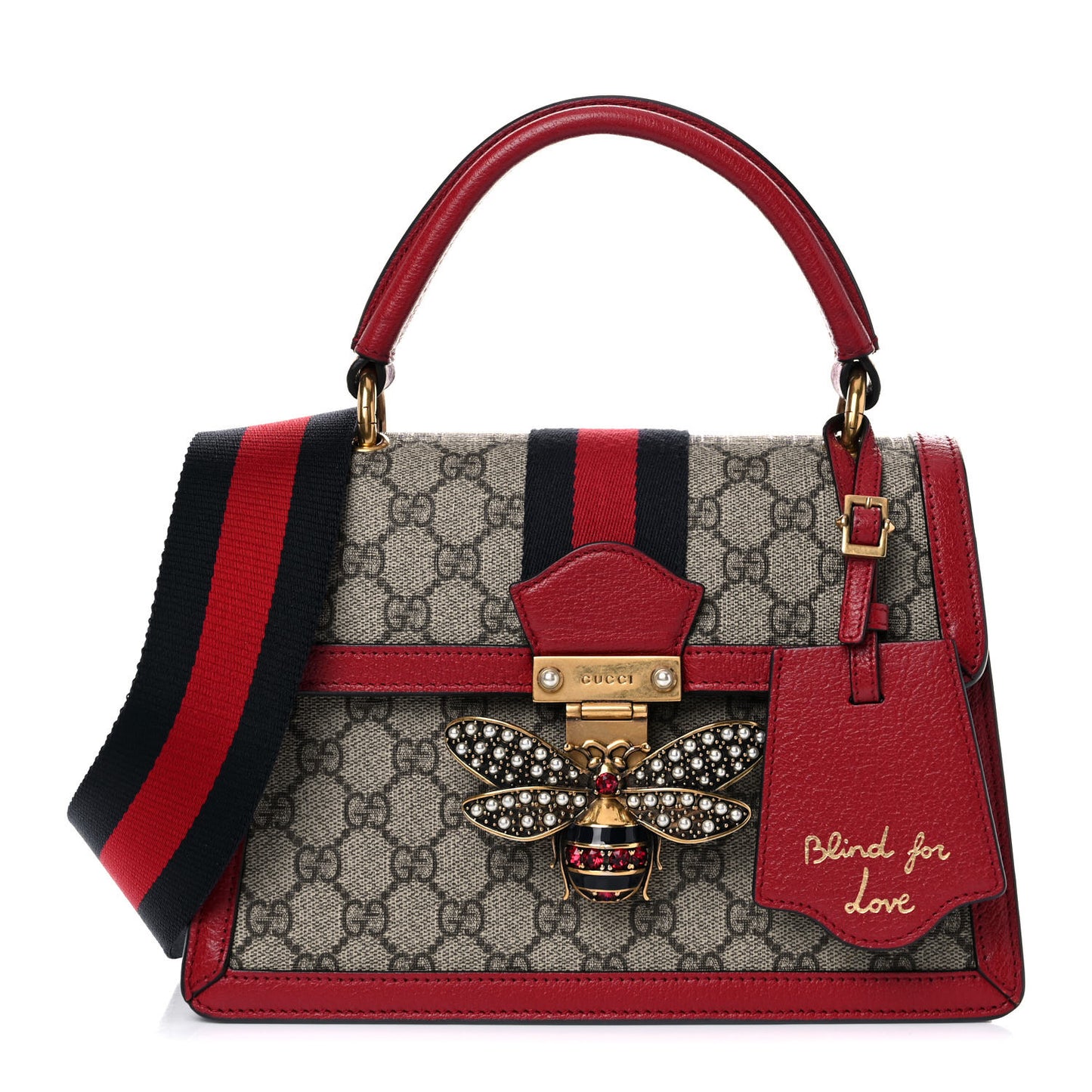 GG Supreme Monogram Small Queen Margaret Top Handle Bag Red