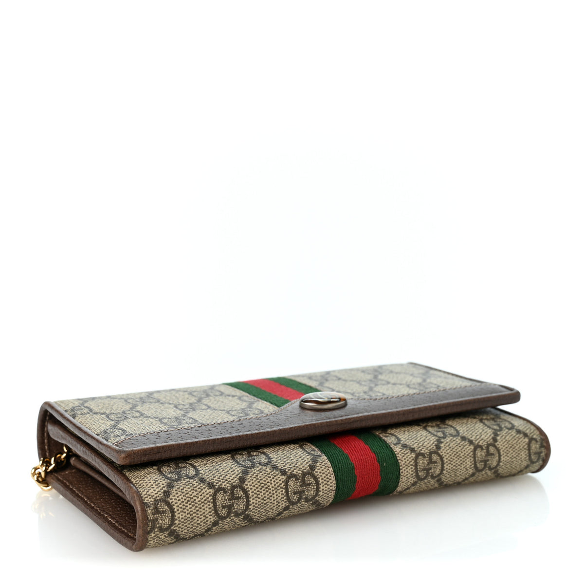 Gucci GG Supreme Monogram Web Ophidia Wallet On Chain Brown 4 of 10