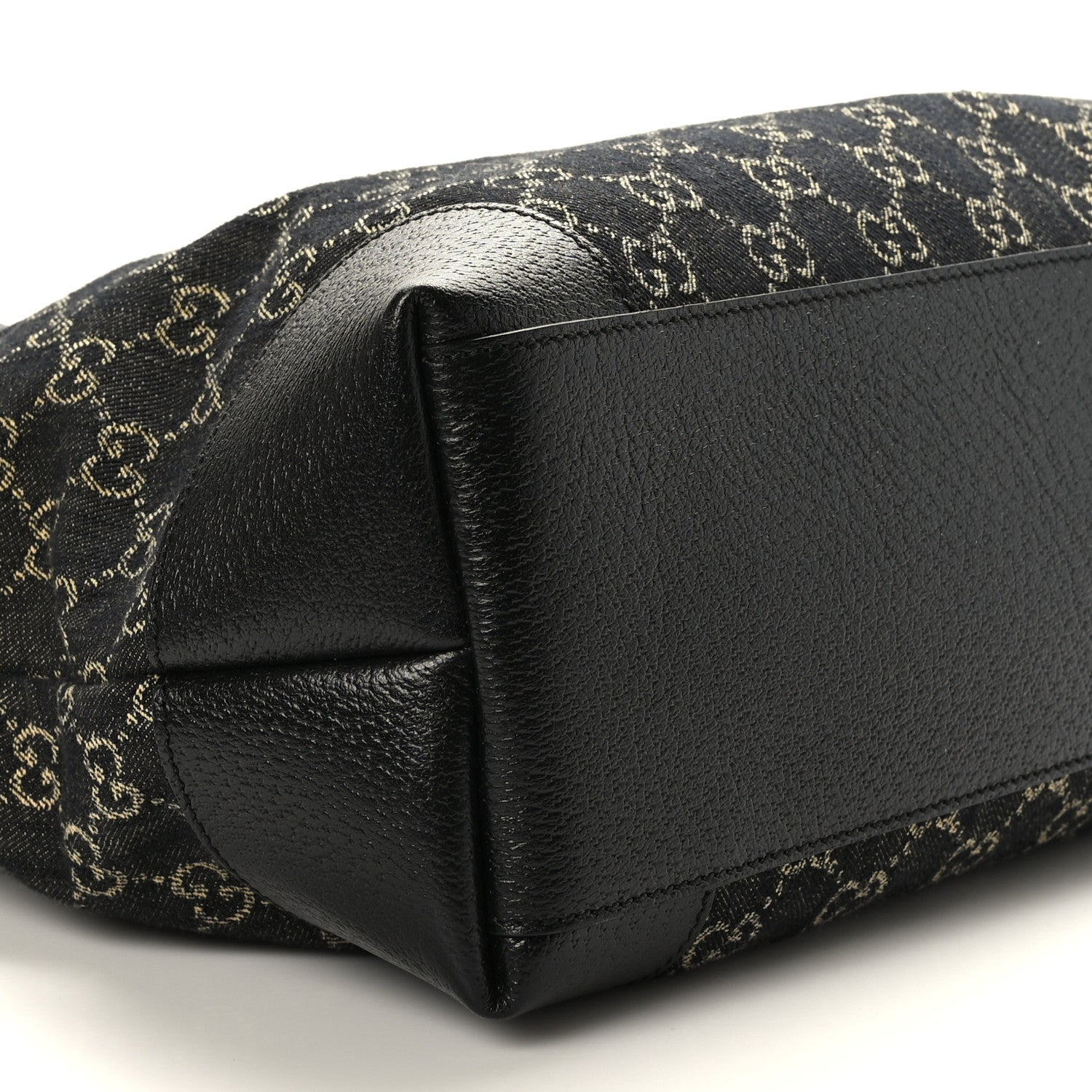Gucci Jacquard Black Denim GG Monogram Medium Ophidia Shopping Tote Black Ivory 7 of 8