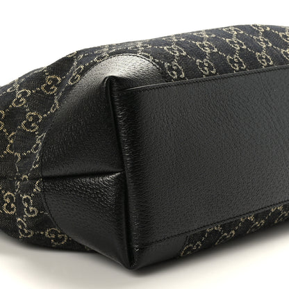 Gucci Jacquard Black Denim GG Monogram Medium Ophidia Shopping Tote Black Ivory 7 of 8