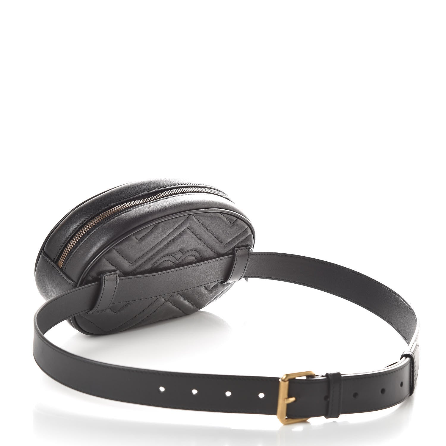 Gucci Calfskin Matelasse GG Marmont Belt Bag 105 42 Black 3 of 12