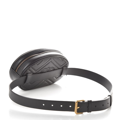 Gucci Calfskin Matelasse GG Marmont Belt Bag 105 42 Black 3 of 12