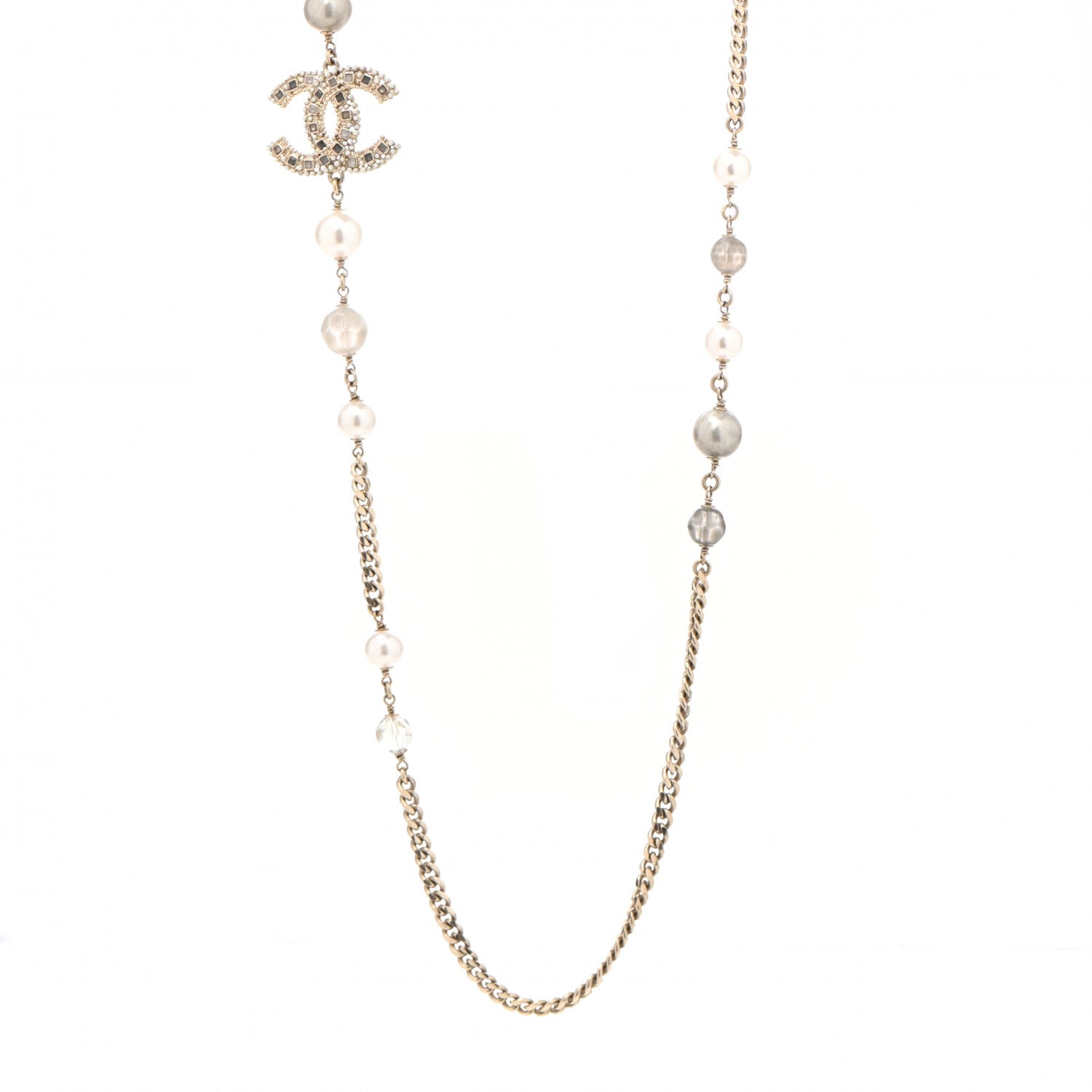 Chanel Gripoix Pearl CC Long Necklace Gold 1 of 6
