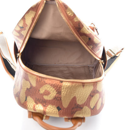 MCM Metallic Visetos Leopard Print Small Stark Backpack Cognac 5 of 9