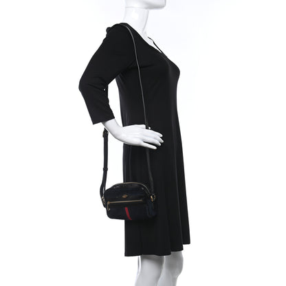 Gucci Suede Patent Web Mini Ophidia Shoulder Bag Blue Black 2 of 10