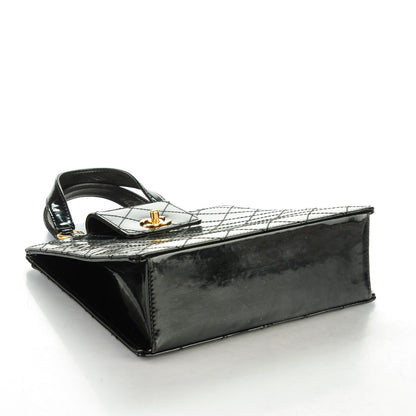 Chanel Patent Quilted Top Handle Tote Black 4 of 7