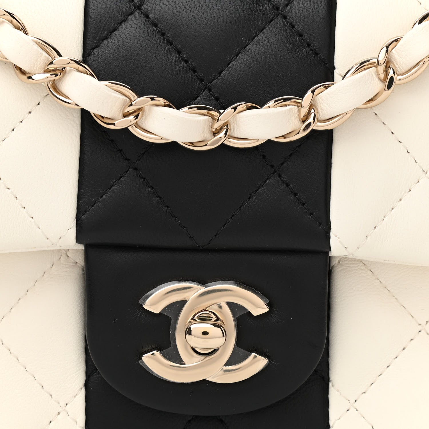 Chanel Lambskin Quilted Mini Rectangular Flap White Black 8 of 11