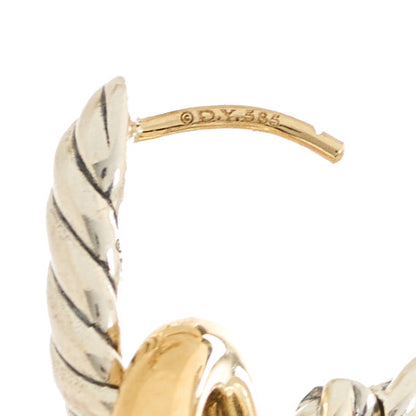 David Yurman Sterling Silver 18K Yellow Gold Lexington Double Link Drop Earrings 4 of 6