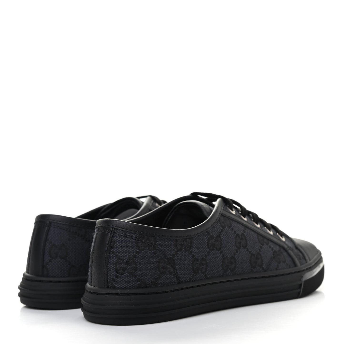 GG Monogram Calfskin Womens Low Top Sneakers 36.5 Piombo Black