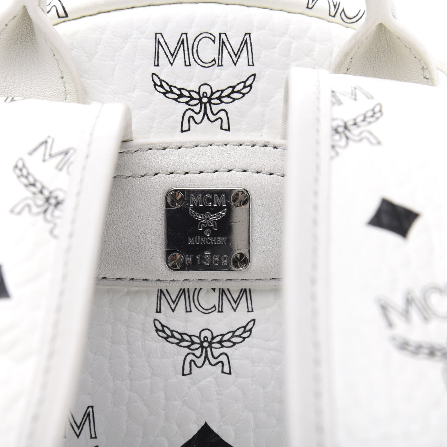 MCM Visetos Studded Stark Stripe Backpack White 9 of 9