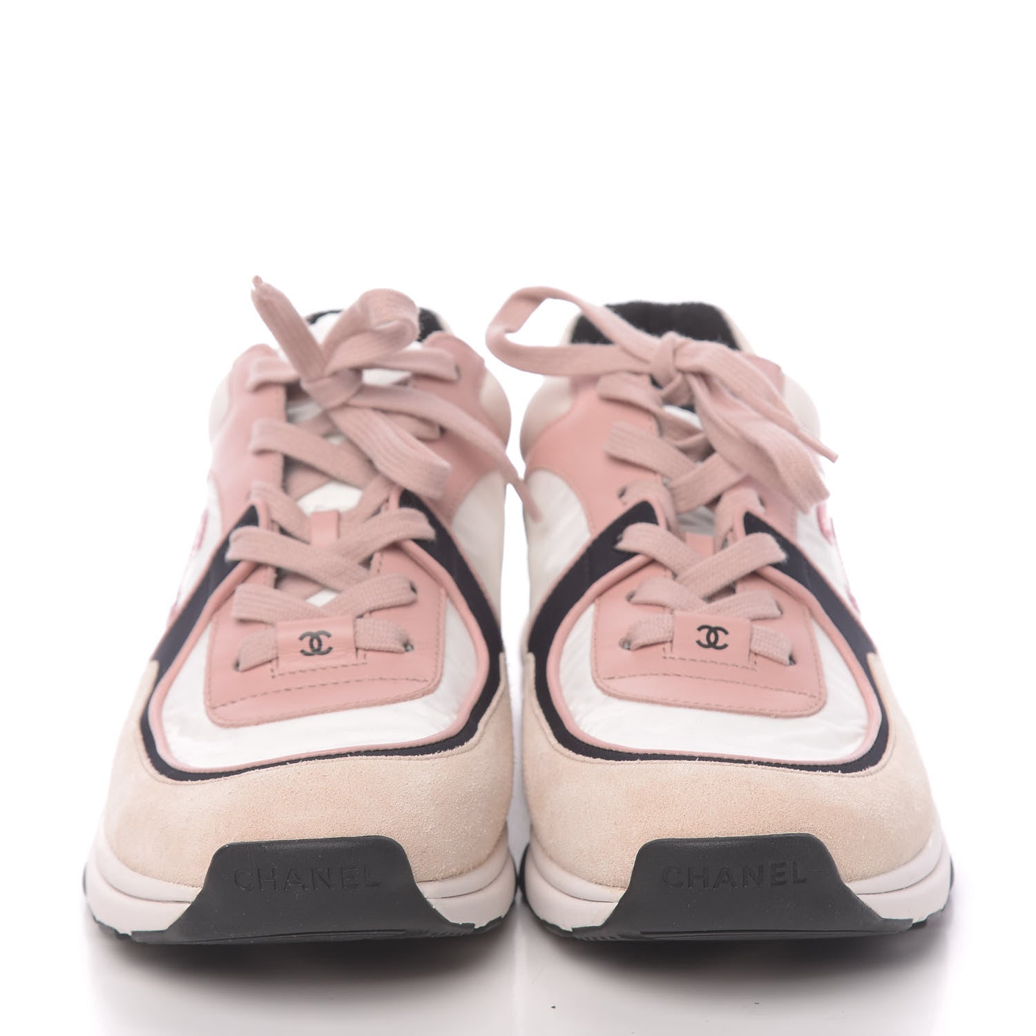 Chanel Nylon Lambskin Suede Calfskin CC Sneakers 41 Pink 2 of 8
