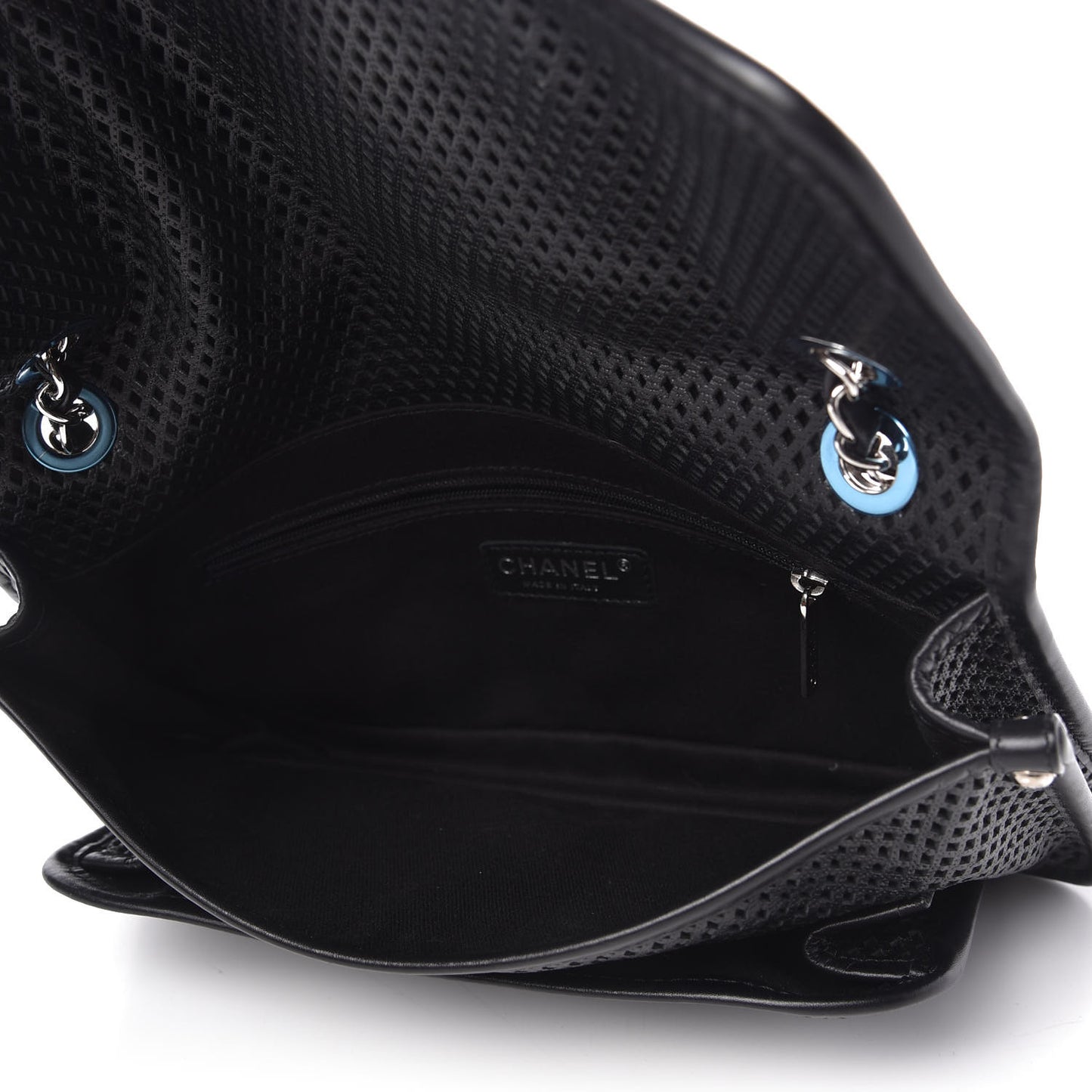Perforated Calfskin Large Up In The Air Flap Black