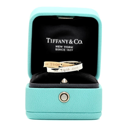 Tiffany Sterling Silver 18K Yellow Gold 1837 Interlocking Circles Ring 59 8.75 5 of 5