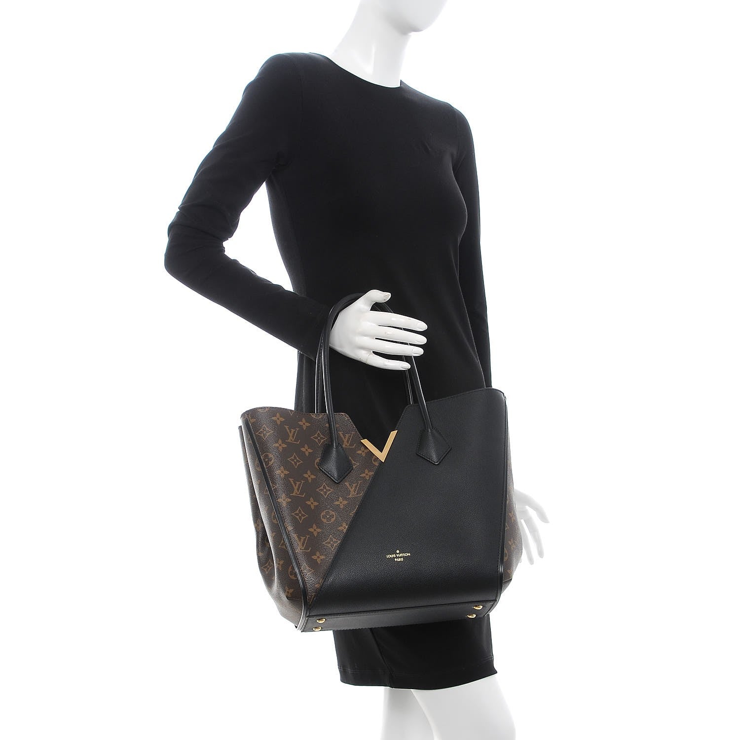 Louis Vuitton Calfskin Monogram Kimono Tote Black 2 of 9
