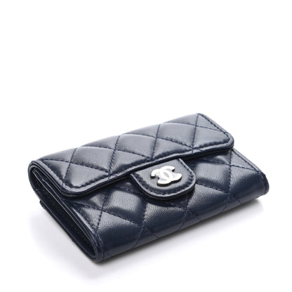 Chanel Lambskin Quilted Flap Card Holder Wallet Navy 4 of 9