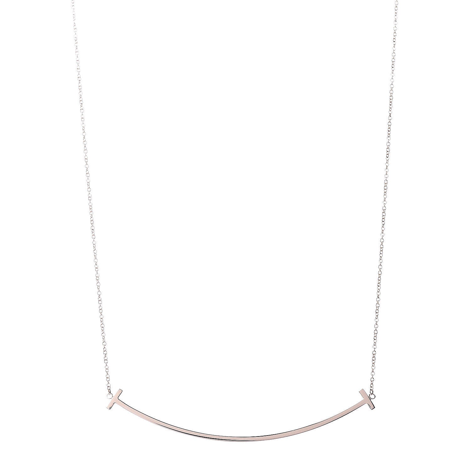 Tiffany 18K Rose Gold T Smile Pendant Necklace 1 of 6