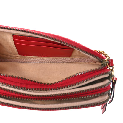Gucci Calfskin Matelasse Mini GG Marmont Chain Crossbody Bag Hibiscus Red 6 of 10