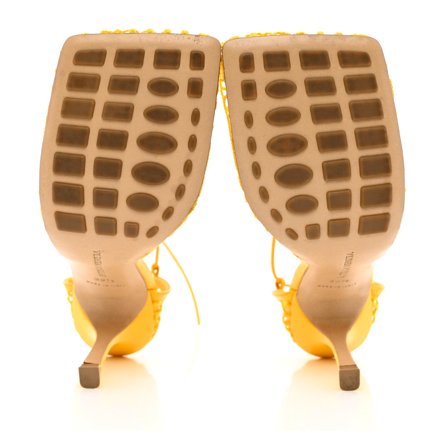 Bottega Veneta Mesh Nappa Stretch Ankle Tie Sandals 39.5 Egg Yolk 5 of 9