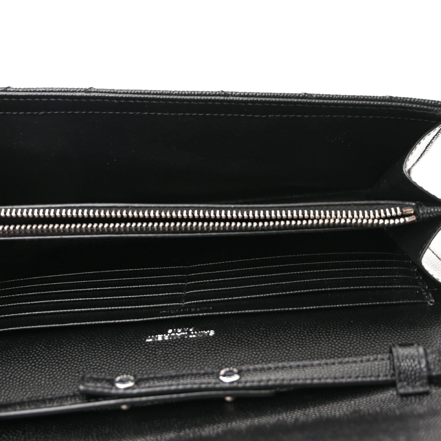 Saint Laurent Grain De Poudre Matelasse Chevron Monogram Chain Wallet Black 5 of 10
