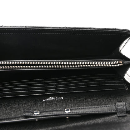 Saint Laurent Grain De Poudre Matelasse Chevron Monogram Chain Wallet Black 5 of 10