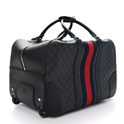 Gucci Soft GG Supreme Monogram Web Carry On Duffle With Wheels Black Grey 4 of 11