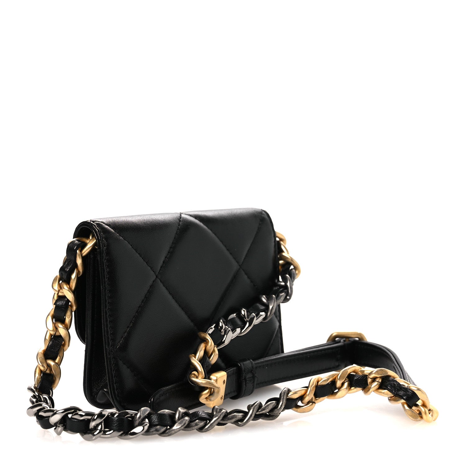Chanel Lambskin Quilted Chanel 19 Flap Belt Bag Black 3 of 27
