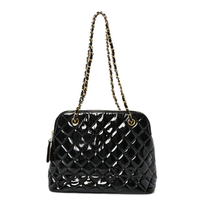 Chanel Patent Quilted CC Shoulder Bag Black 1 of 10