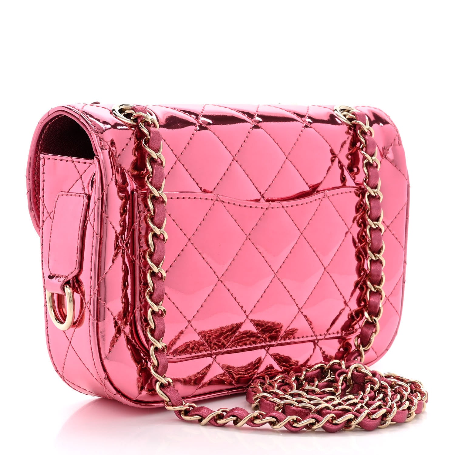 Chanel Mirror Calfskin Metallic Lambskin Quilted Hollywood Boulevard Mini Flap With Star Coin Purse Pink 4 of 13