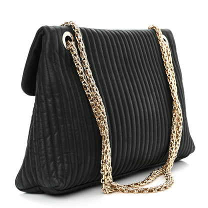 Chanel Iridescent Calfskin Vertical Quilted Mademoiselle Lock Bijoux Flap Shoulder Bag Black 2 of 9