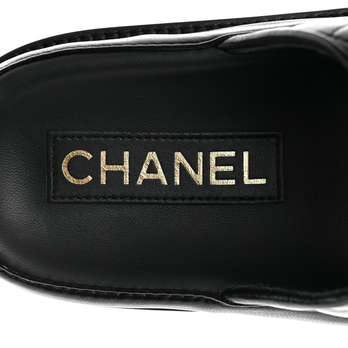 Lambskin Quilted Velcro Dad Chain CC Slide Sandals 39 Black