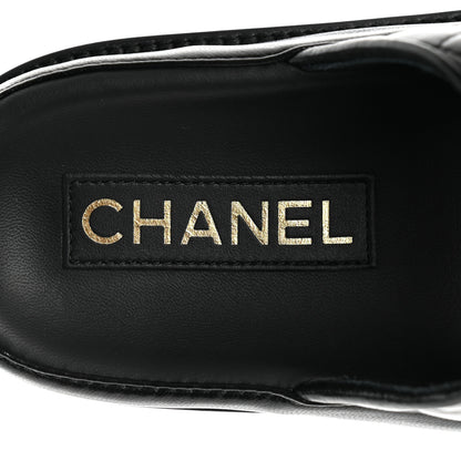 Chanel Lambskin Quilted Velcro Dad Chain CC Slide Sandals 39 Black 6 of 9