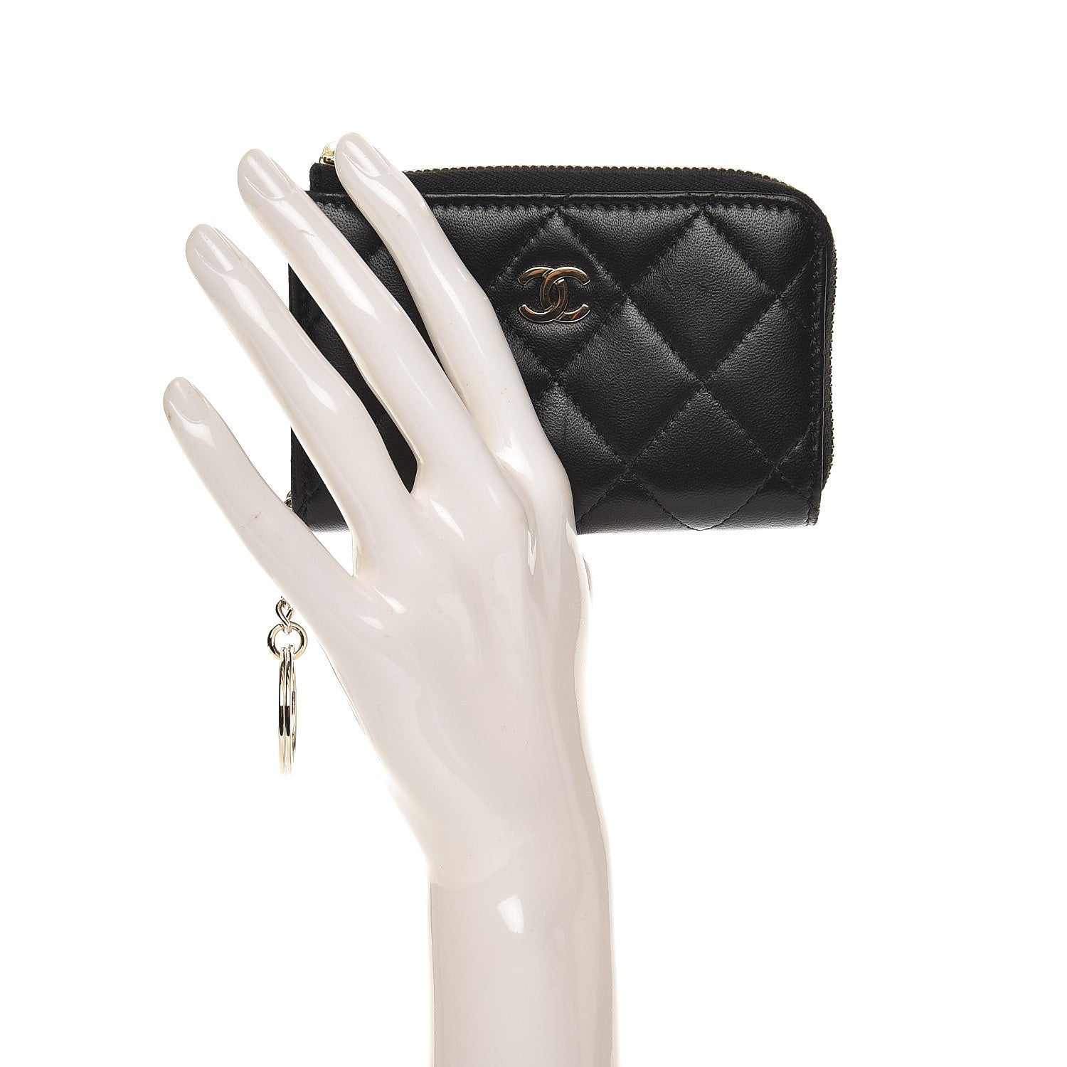 Chanel Lambskin Quilted Key Holder Case Black 2 of 14