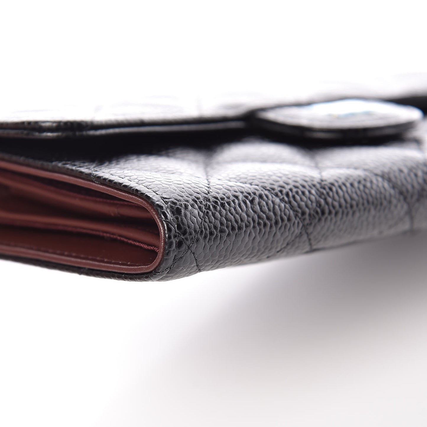 Caviar Quilted Long Flap Wallet Black