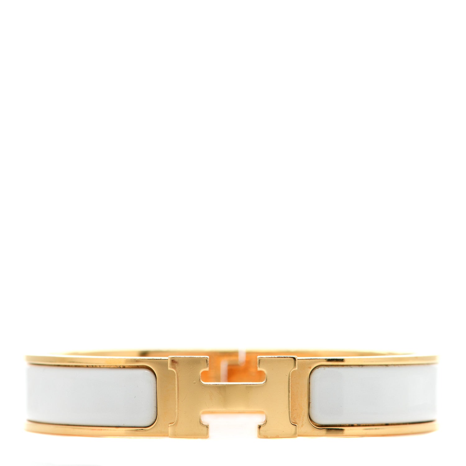 Hermes Enamel Narrow Clic Clac H Bracelet PM White 1 of 4