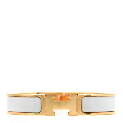 Hermes Enamel Narrow Clic Clac H Bracelet PM White 1 of 4