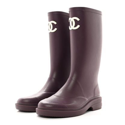 Chanel Caoutchouk CC High Boots 37 Dark Purple 3 of 8