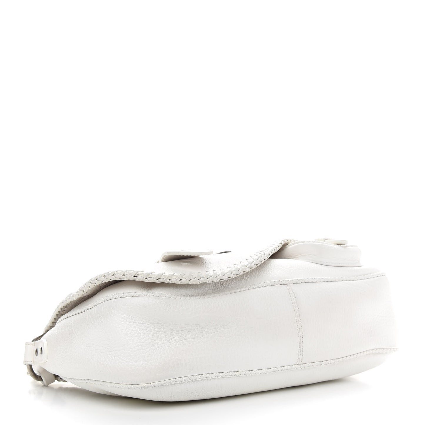 Calfskin Whipstitch Gaucho Double Saddle Bag White