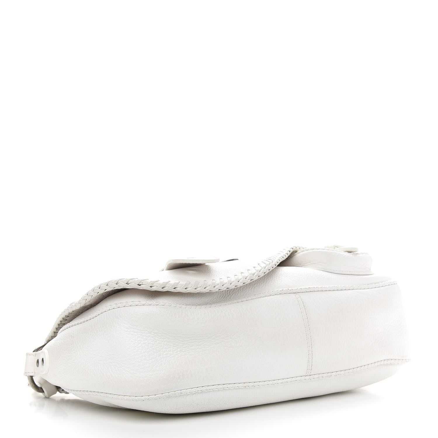 Christian Dior Calfskin Whipstitch Gaucho Double Saddle Bag White 4 of 13