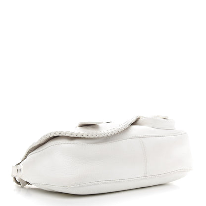 Christian Dior Calfskin Whipstitch Gaucho Double Saddle Bag White 4 of 13