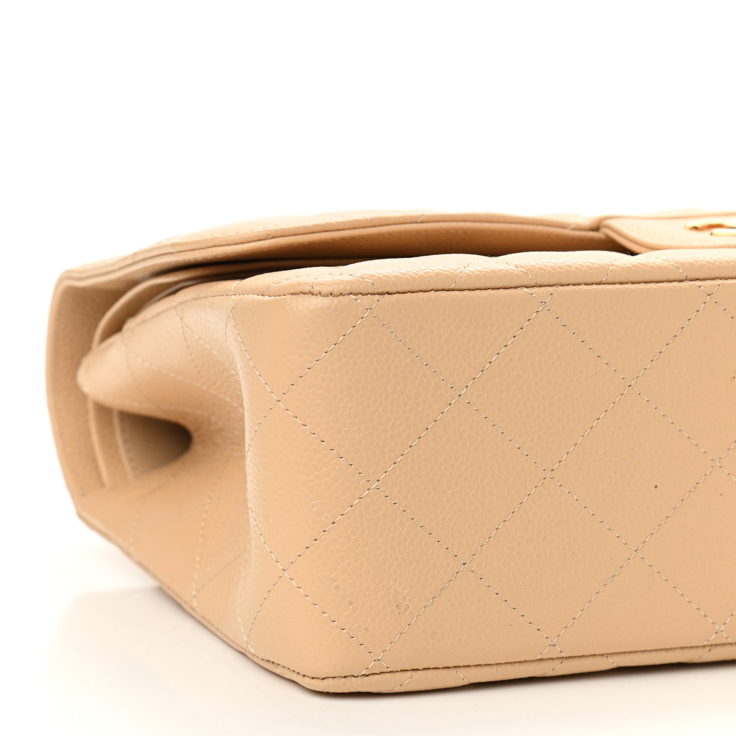 Caviar Quilted Jumbo Double Flap Beige Clair