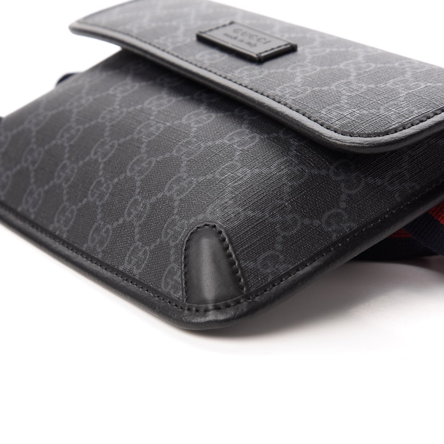 GG Supreme Monogram Web Slim Belt Bag Black Grey