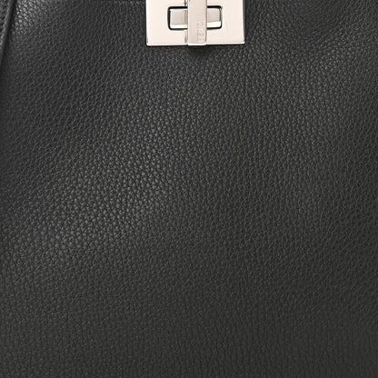 Fendi Cuoio Romano Vitello Cover Glazed Fabric Bi-Color FF 1974 Mini Peekaboo I SEE U Satchel Black Mimosa Tobacco Moro 9 of 12