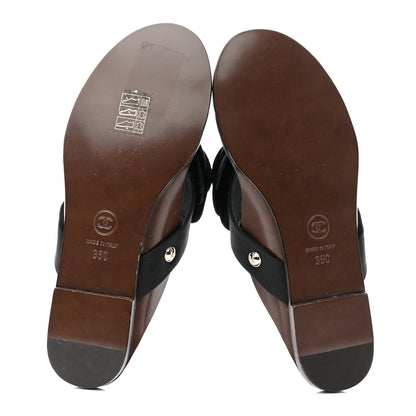 Chanel Grosgrain Camellia Thong Sandals 35 Black 5 of 8