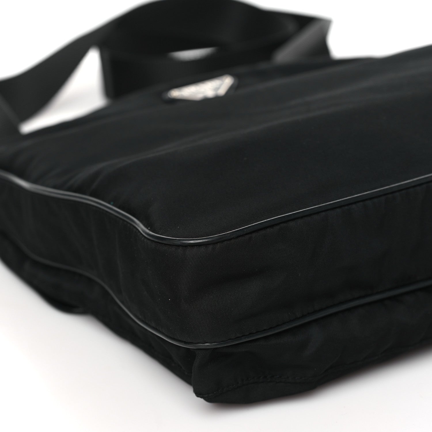 Prada Tessuto Nylon Saffiano Logo Messenger Bag Black 7 of 8