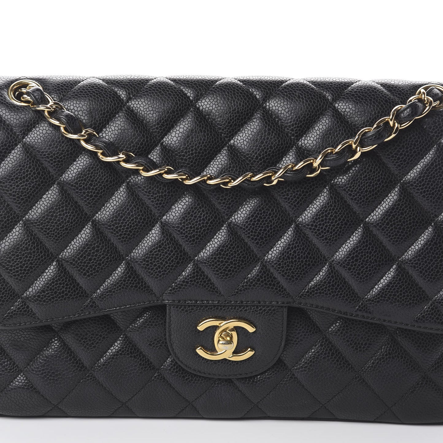 Caviar Quilted Jumbo Double Flap Black