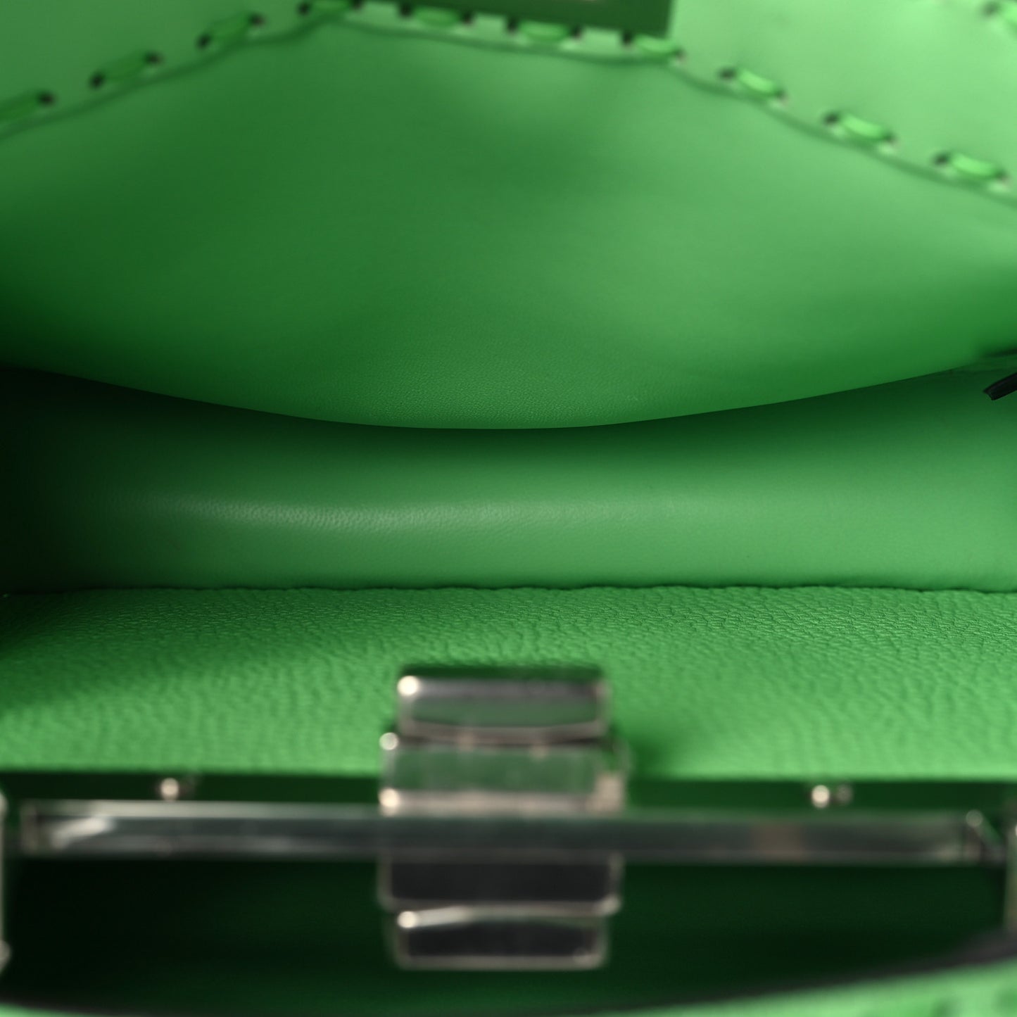 Cuoio Roma Sellerissima Nappa Sintetica Tape Stitch Small Peekaboo I SEE U Satchel Edamame