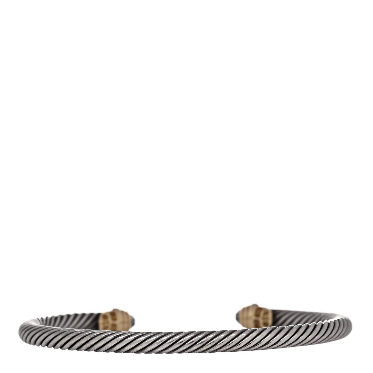 David Yurman Sterling Silver 18K Yellow Gold Blue Topaz 4mm Cable Kids Birthstone Bracelet 2 of 3