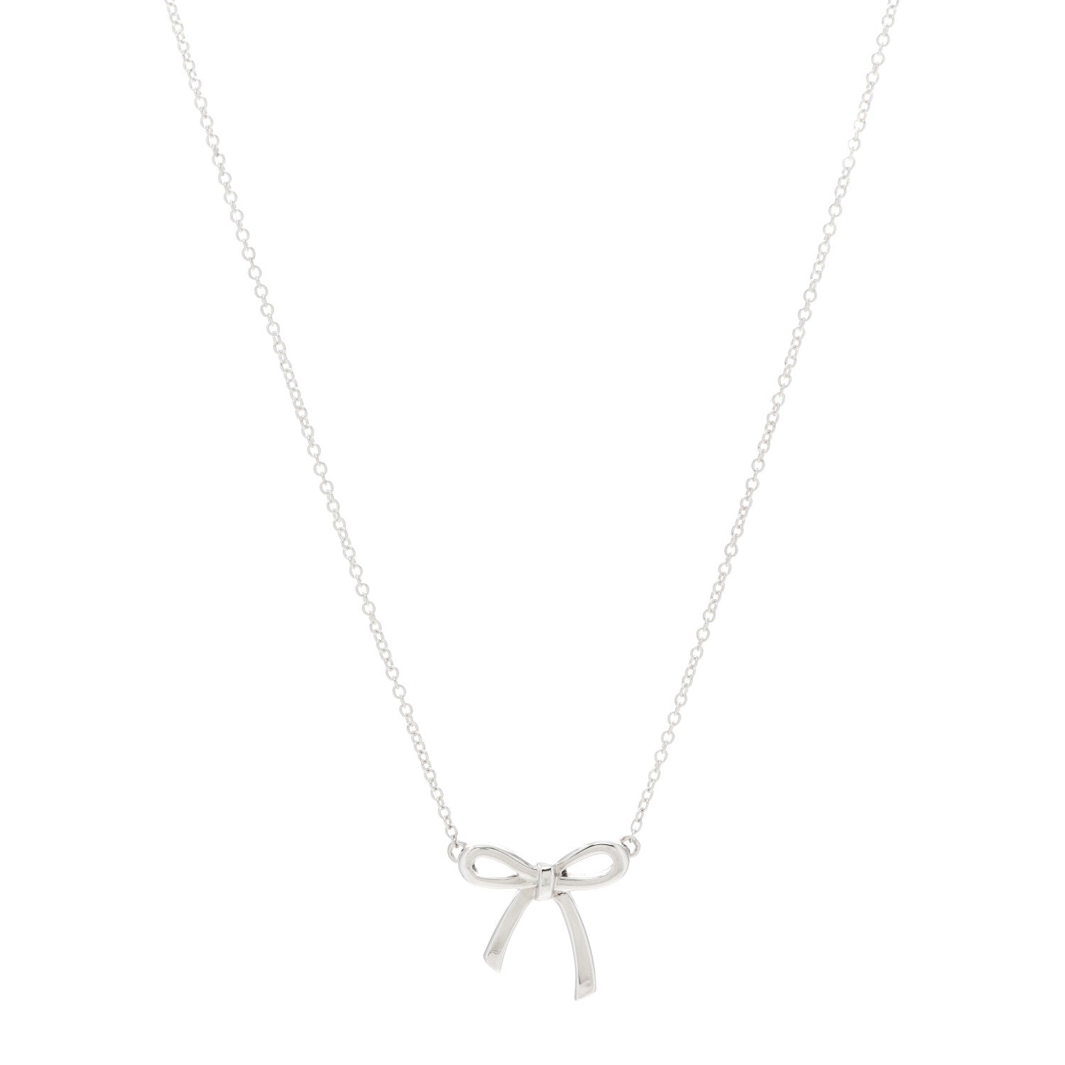 Tiffany Sterling Silver Small Bow Pendant Necklace 1 of 5