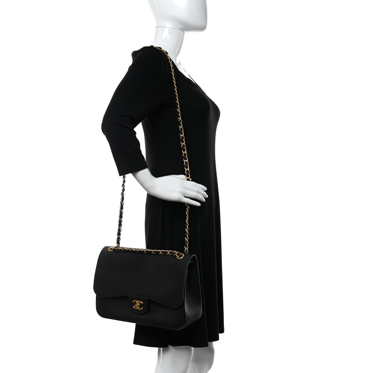 Chanel Grained Calfskin Jumbo Classic Pure Double Flap Black 2 of 9
