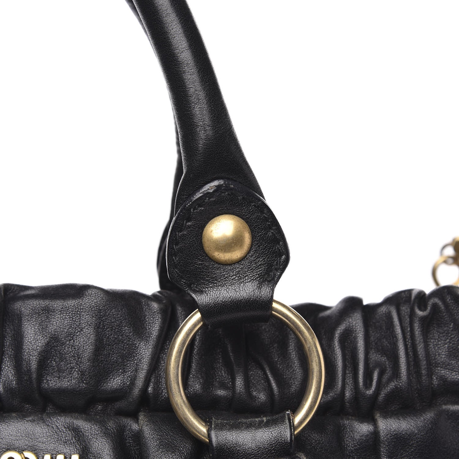 Miu Miu Vitello Lux Gathered Tote Black 15 of 17